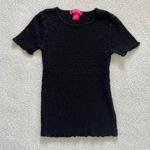 Catherine Malandrino Short Sleeve Smocked Top in Black